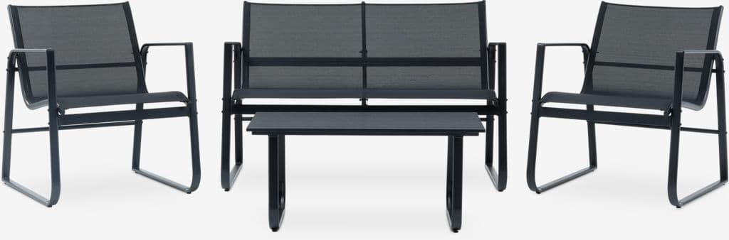 Lounge set HORNSLET 4 lugares preto