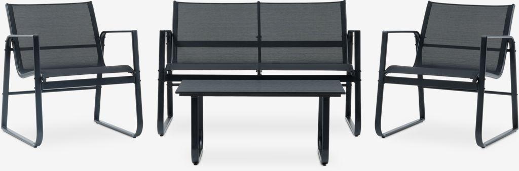 Lounge set HORNSLET 4 lugares preto