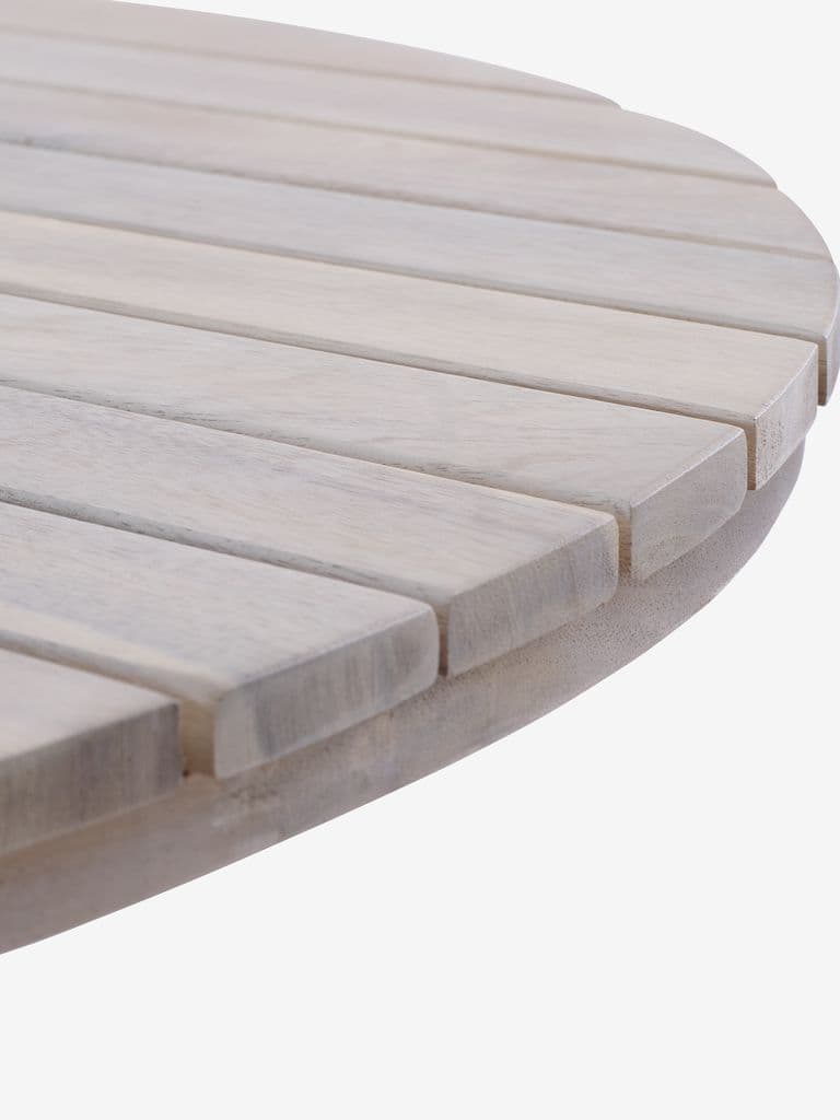 FUGLSAND Ø120 mesa madeira + 4 AJSTRUP cadeira bege