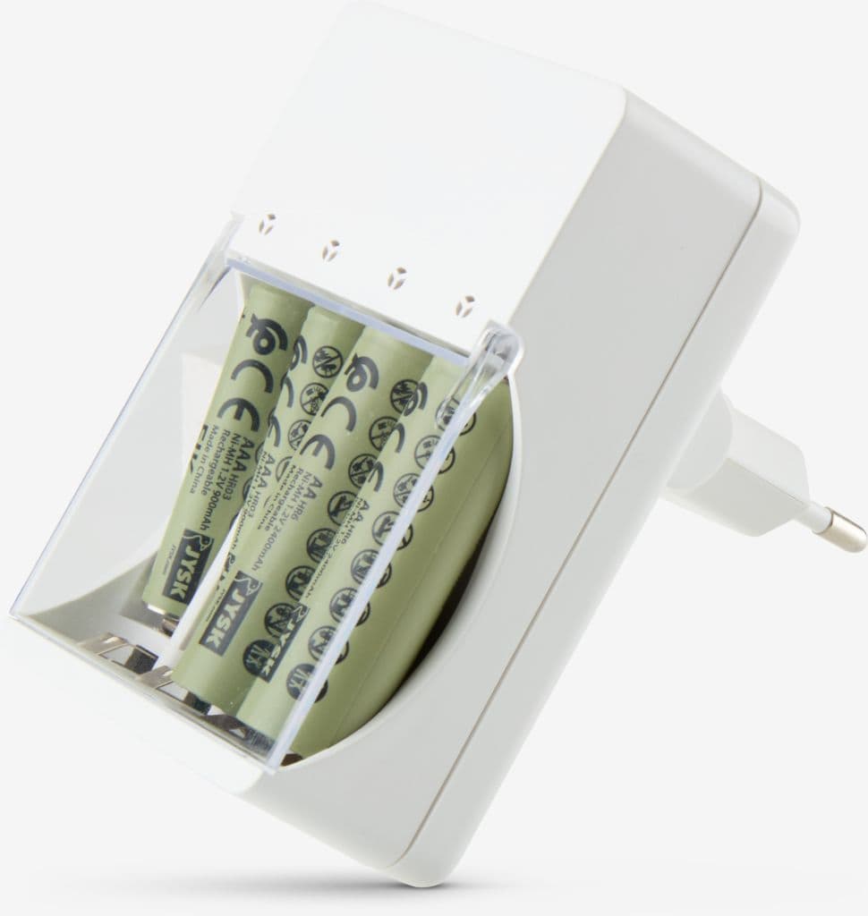Carregador de pilhas EIK com tomada branco
