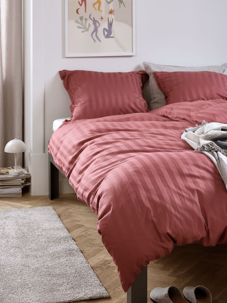 Conjunto capa edredão acetinado NELL 155x220 rosa escuro
