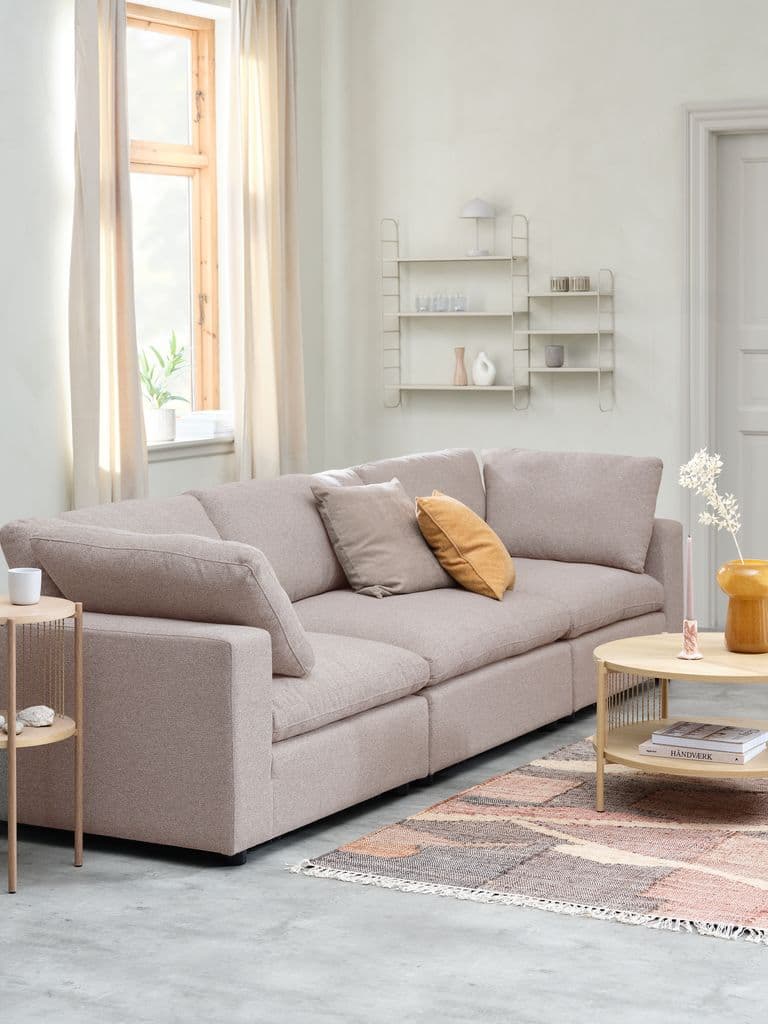 Módulo sofá LUNDBY canto/extremidade tecido cor areia