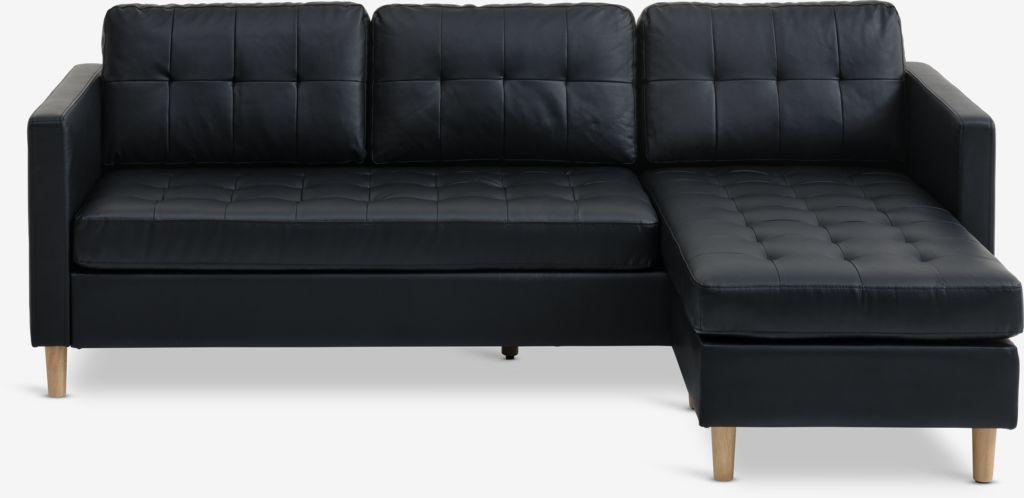 Sofá FALSLEV chaise-longue pele sintética preto