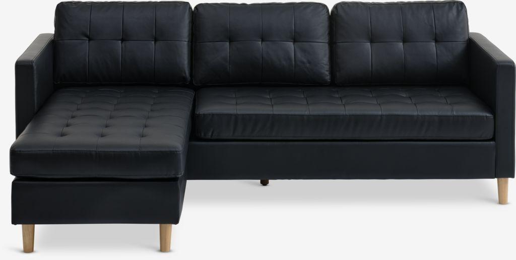 Sofá FALSLEV chaise-longue pele sintética preto