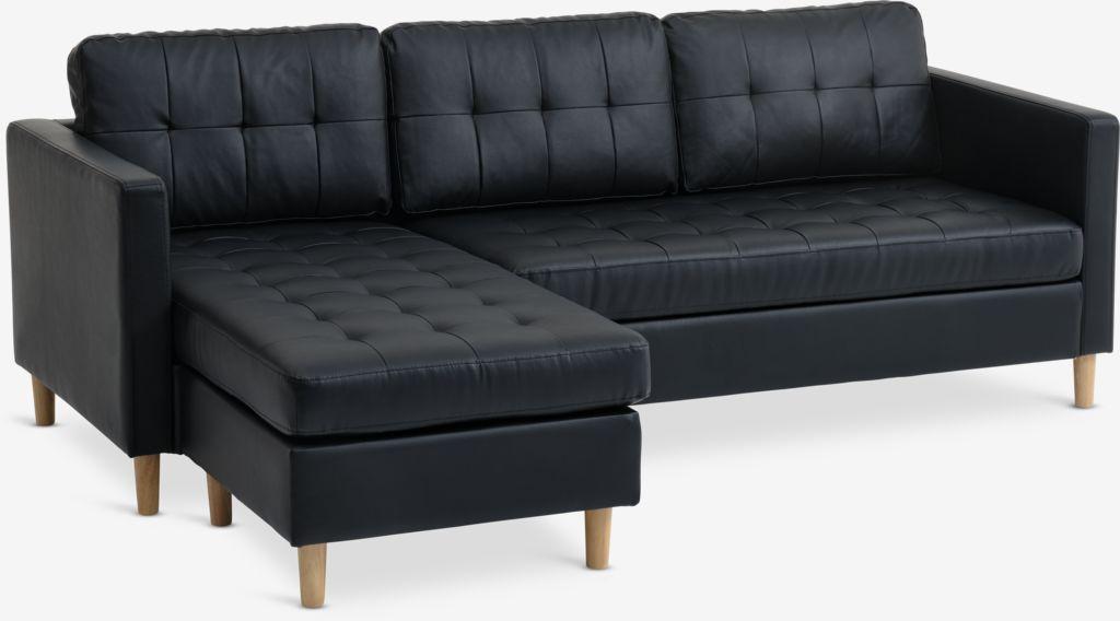 Sofá FALSLEV chaise-longue pele sintética preto