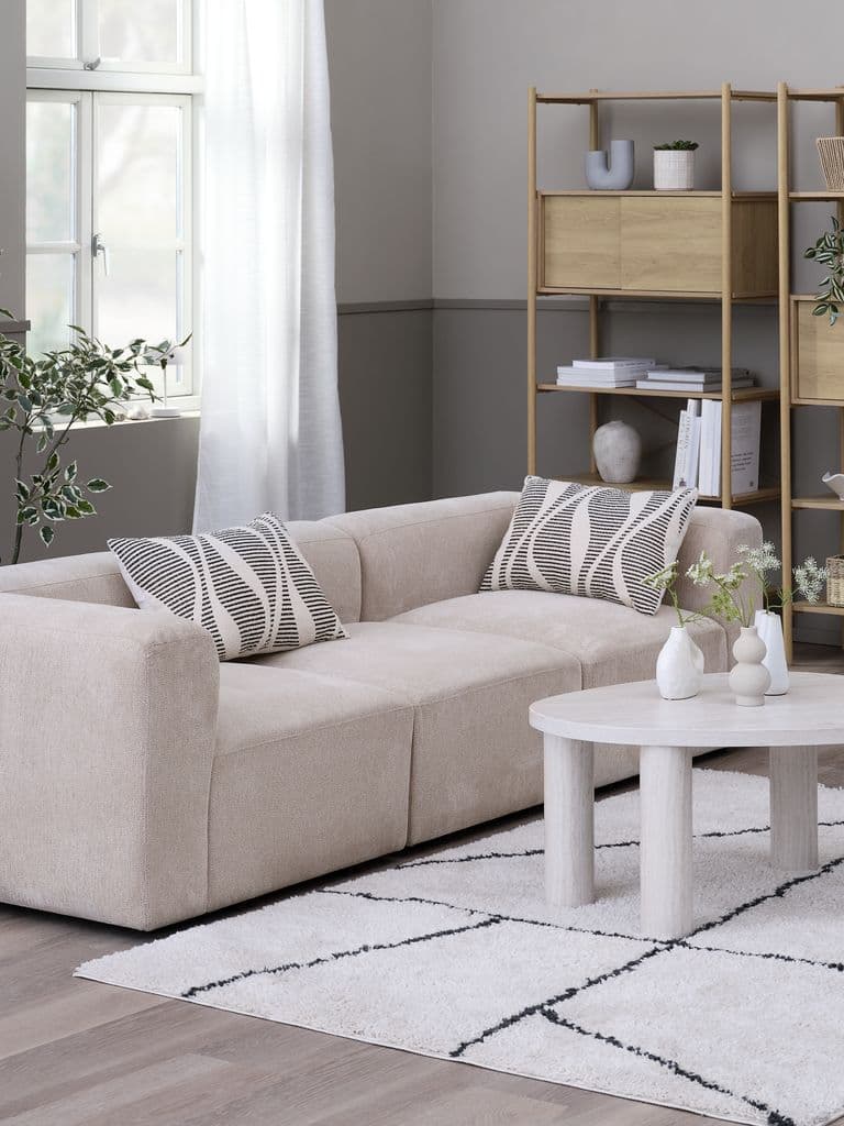 Sofá modular SKEJBY 3 lugares tecido areia