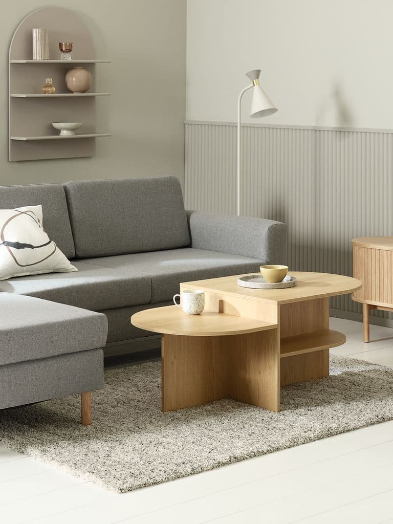 Mesa de centro LISBJERG 60x107 com prateleiras cor carvalho