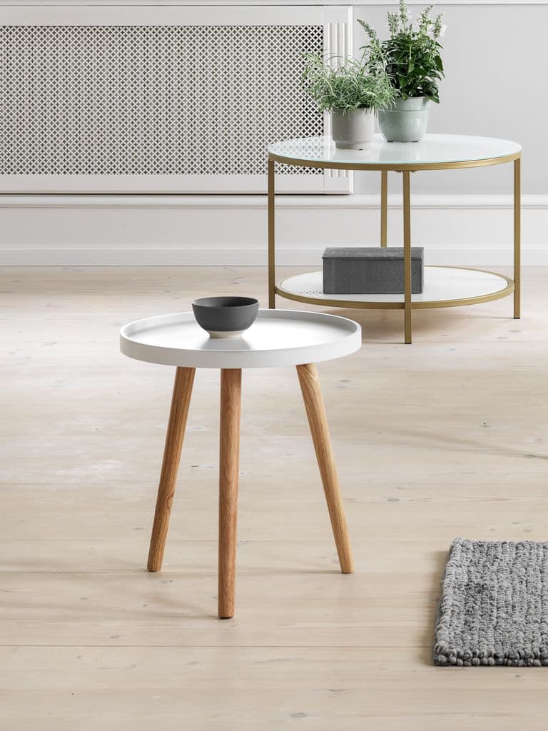 Mesa de apoio BAKKEBJERG Ø40 branco/natural