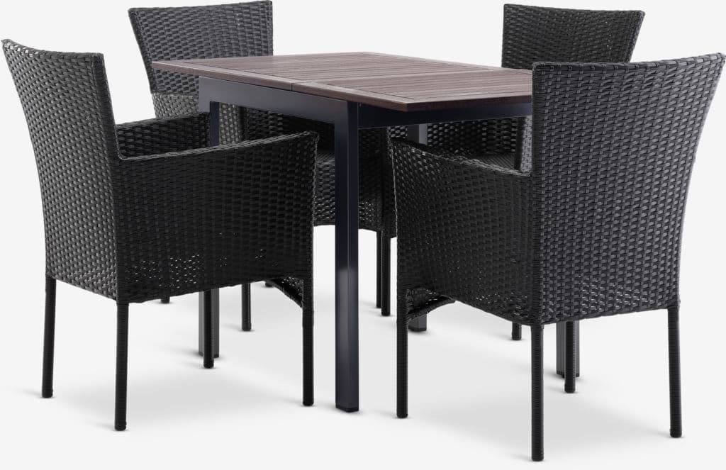 YTTRUP C75/126 mesa madeira + 4 AIDT cadeira preto