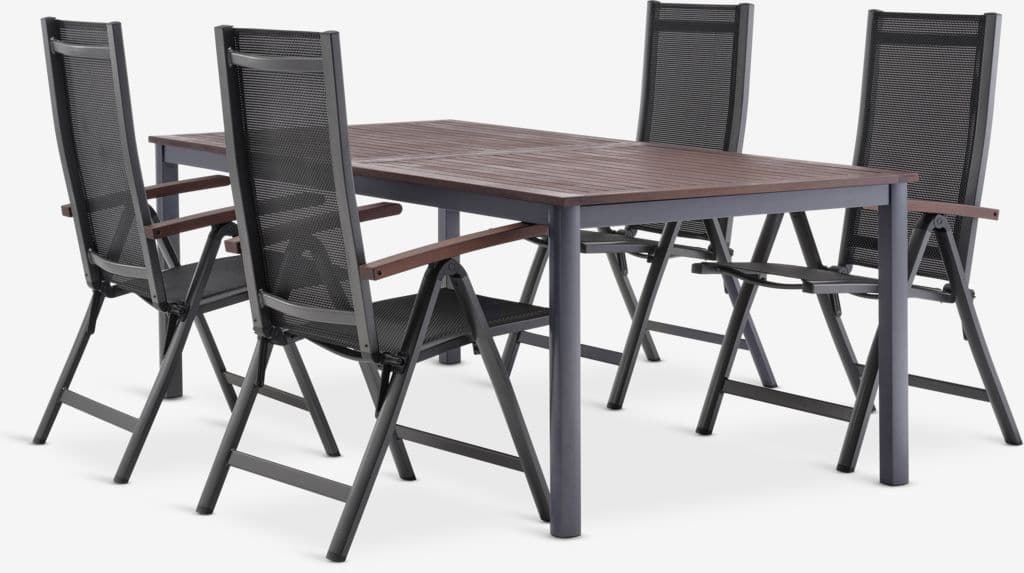 YTTRUP C210/300 mesa madeira + 4 LIMHAMN cadeira cinz