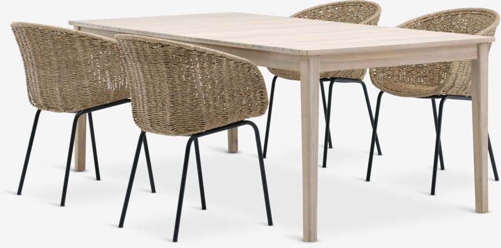 KOLLEN C205 mesa madeira folhosas + 4 TUERNE cadeira natural