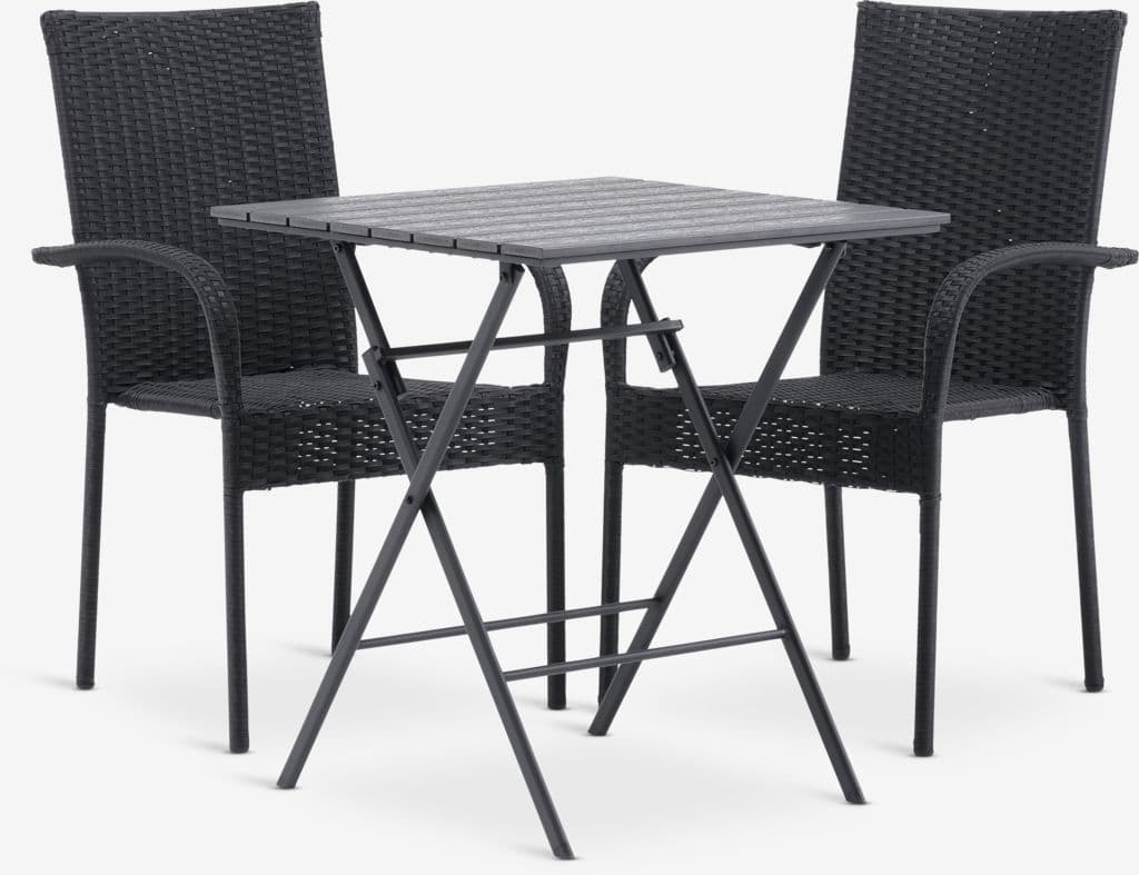 SANDVIKA C65 mesa + 2 GUDHJEM cadeira preto