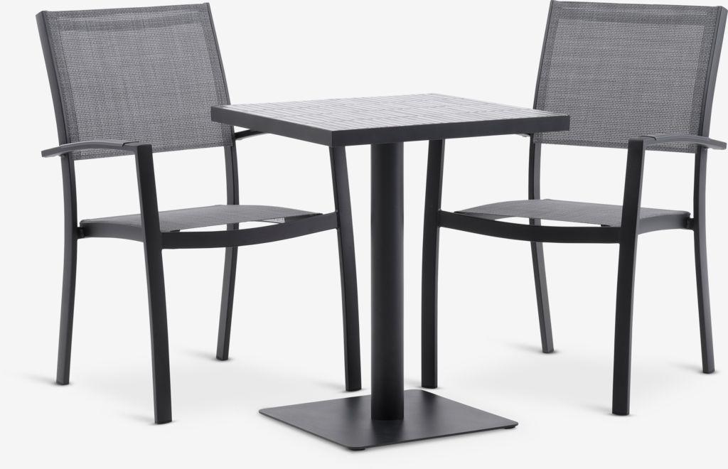 STENUNGSUND C60 mesa + 2 STRANDBY cadeira cinzento