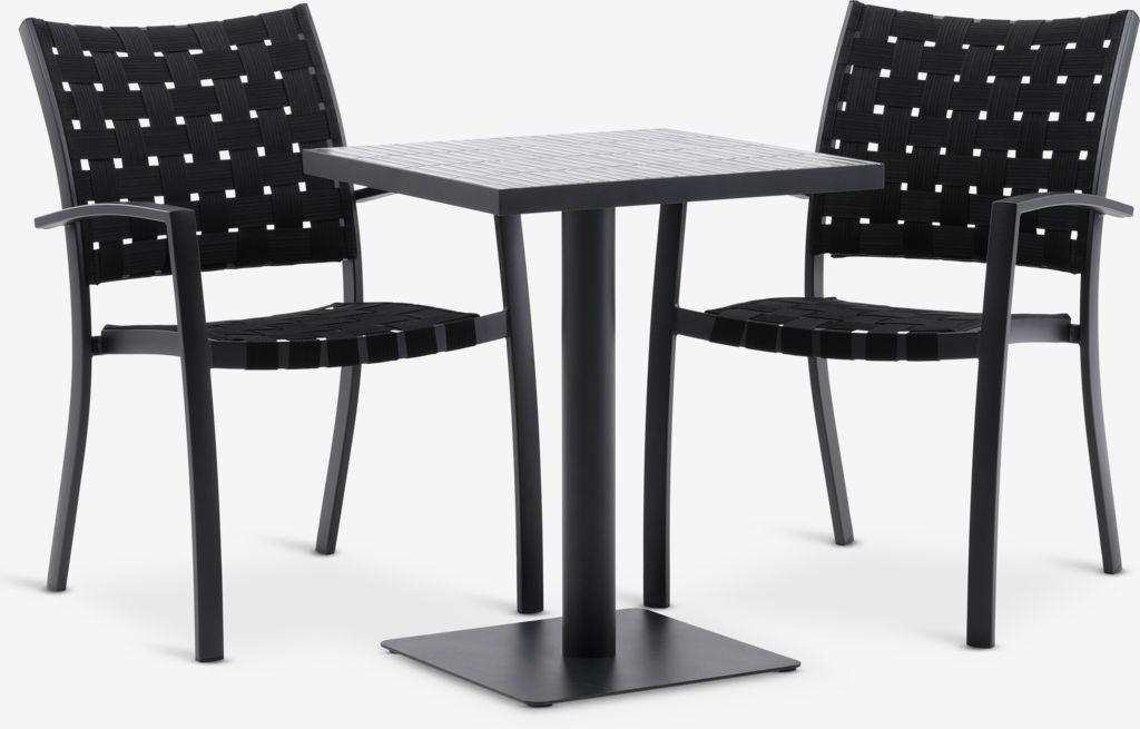 STENUNGSUND C60 mesa cinzento + 2 JEKSEN cadeira preto