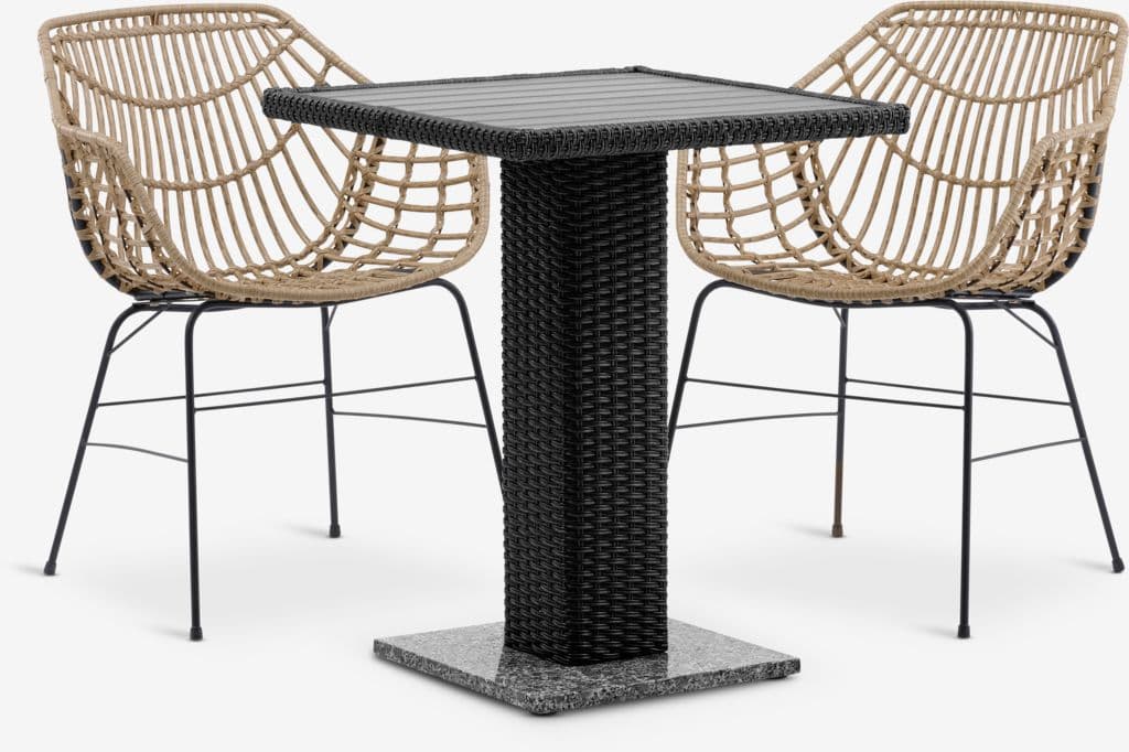 THY C60 mesa preto + 2 ILDERHUSE cadeira natural
