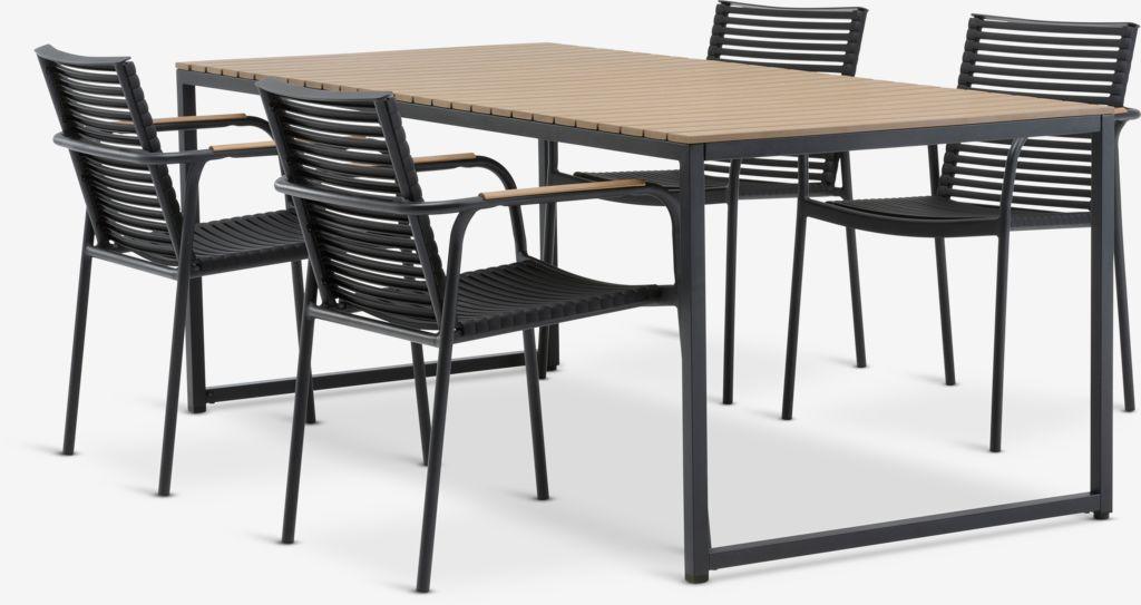 DAGSVAD C190 mesa natural + 4 NABE cadeira preto