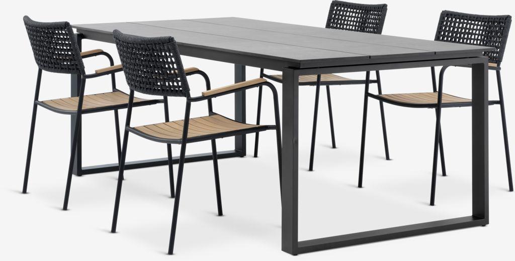 SONNERUP C215 mesa cinzento + 4 AJSTRUP cadeira preto