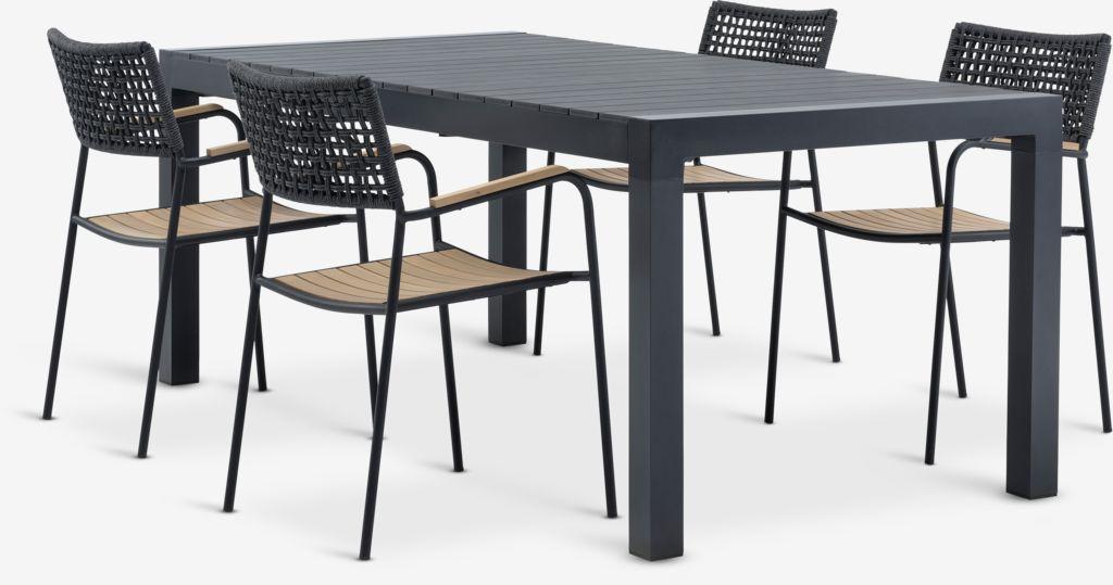 HESTEHAVE C205/275 mesa + 4 AJSTRUP cadeira preto