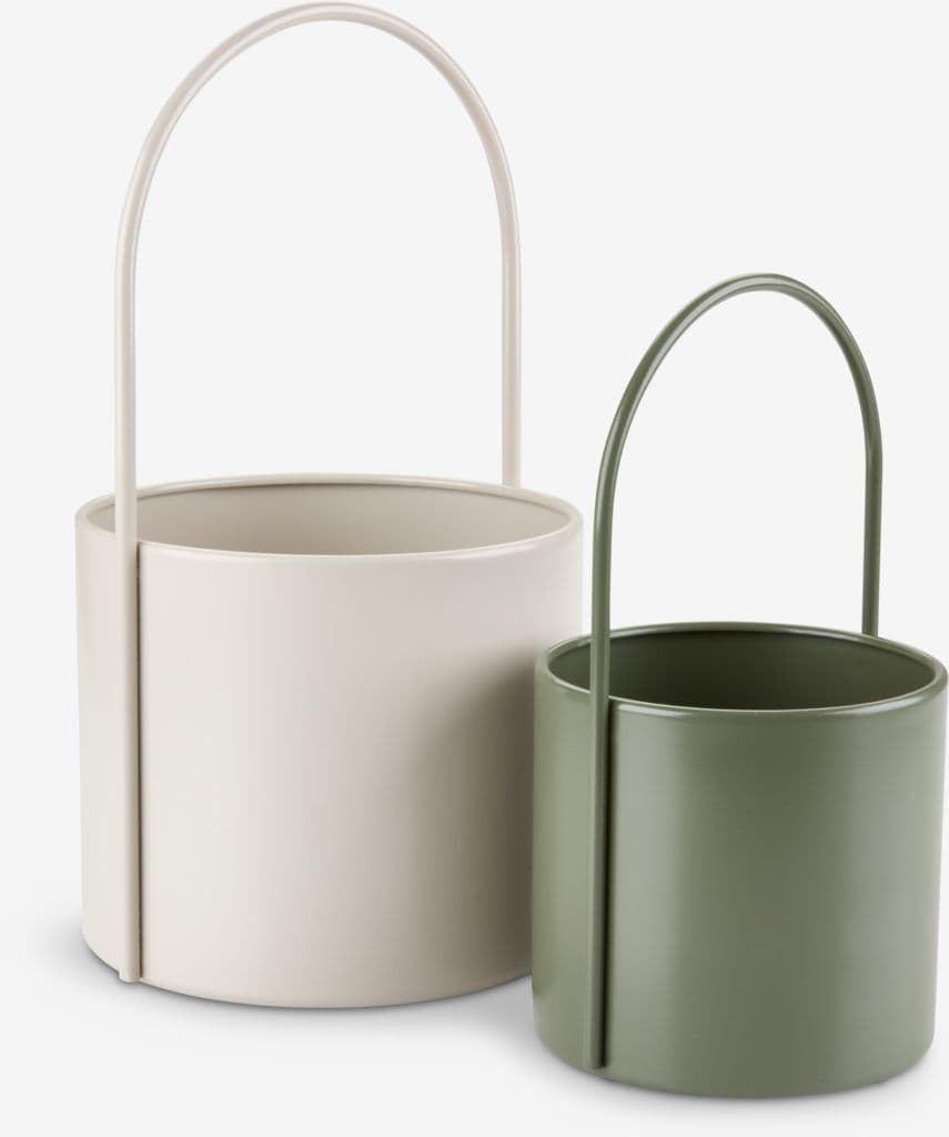 Vaso de jardim KAIE Ø19/14 bege/verde azeitona 2 unidades