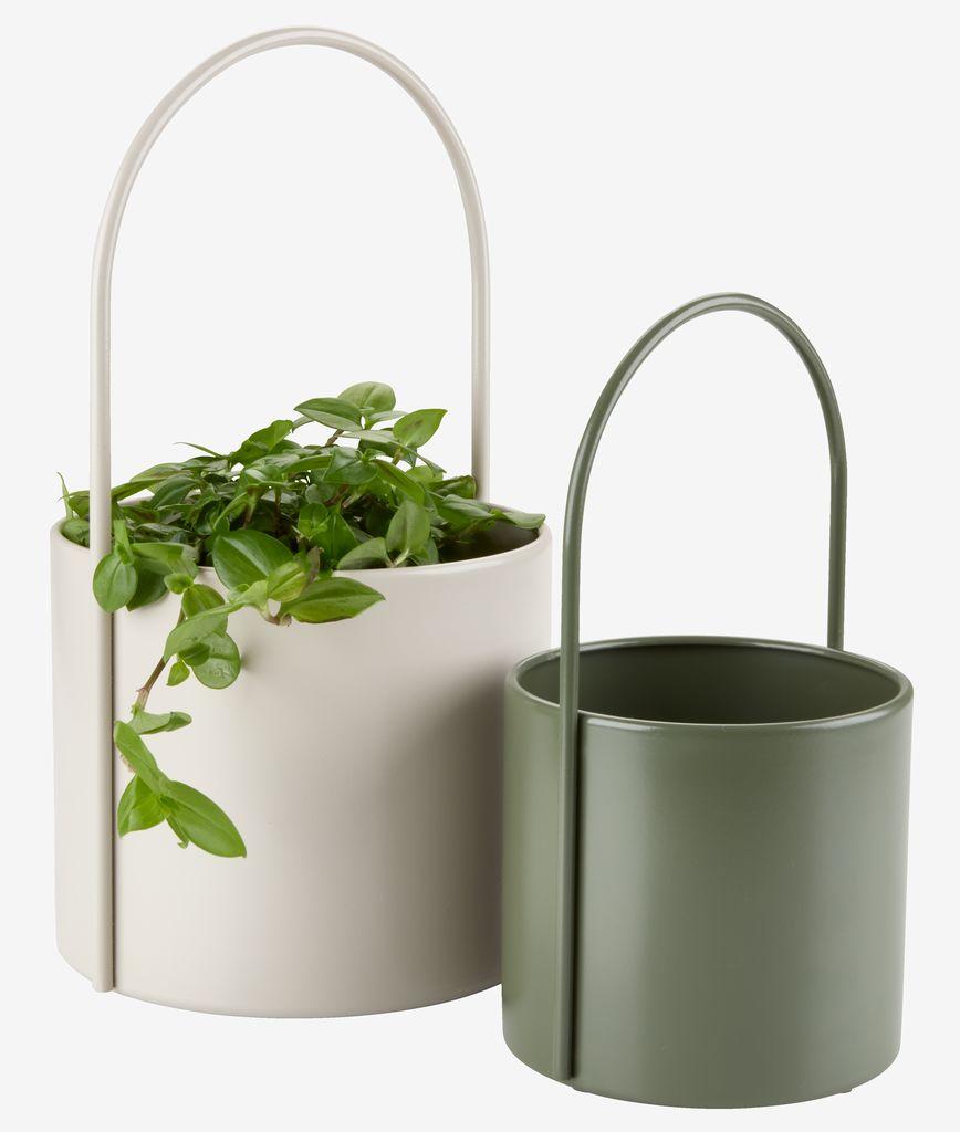 Vaso de jardim KAIE Ø19/14 bege/verde azeitona 2 unidades