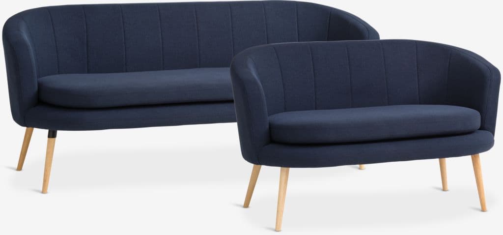 Conjunto sofás GISTRUP 2 lugares azul escuro