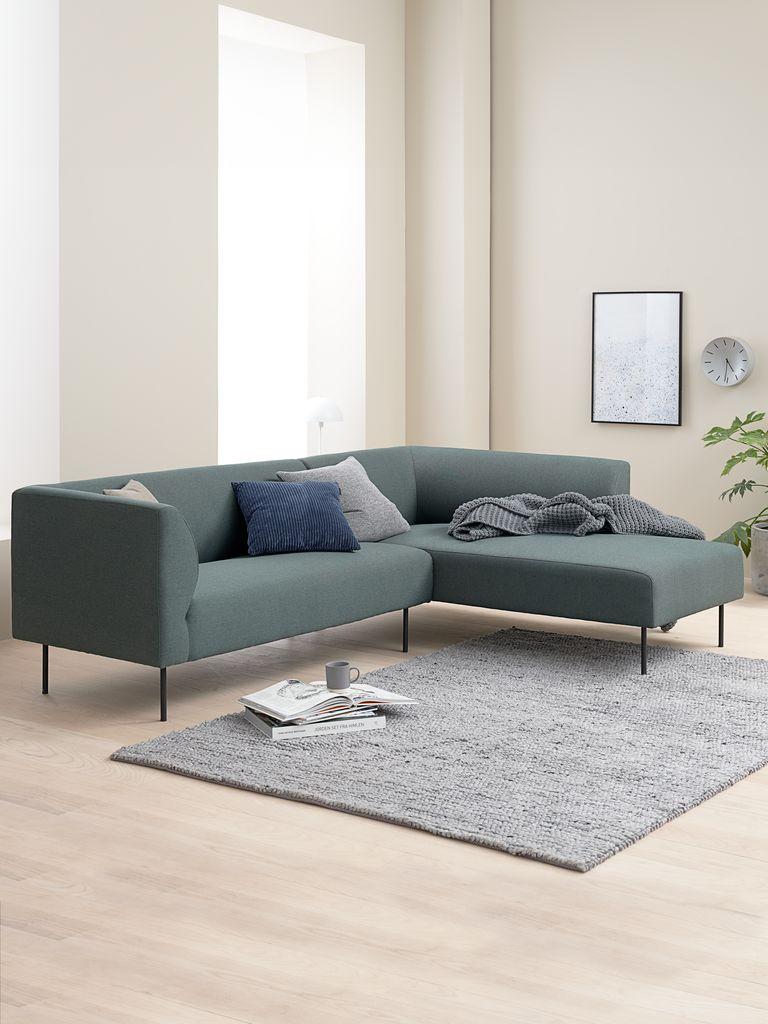 Sofá KARE chaise-longue direita verde escuro