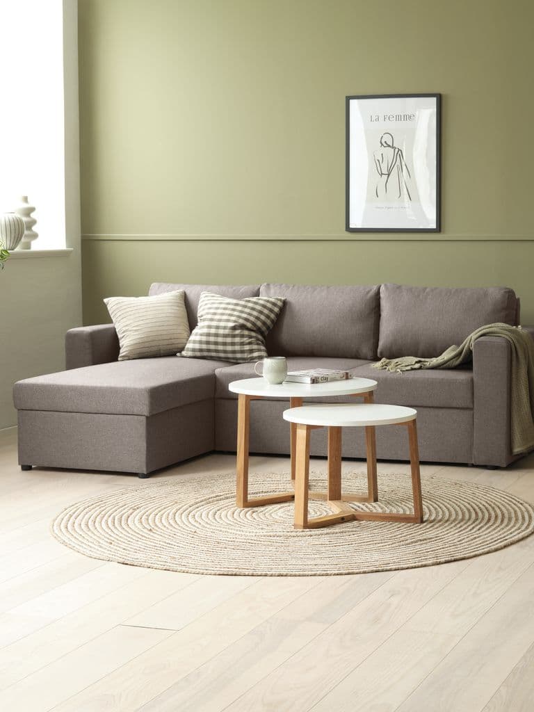 Conjunto de mesas SVENSTRUP Ø60/50 branco/carvalho 2 un