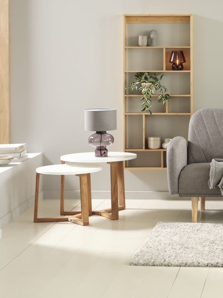 Conjunto de mesas SVENSTRUP Ø60/50 branco/carvalho 2 un