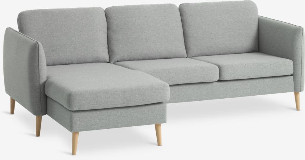 Sofá AARHUS chaise-longue tecido cinzento claro