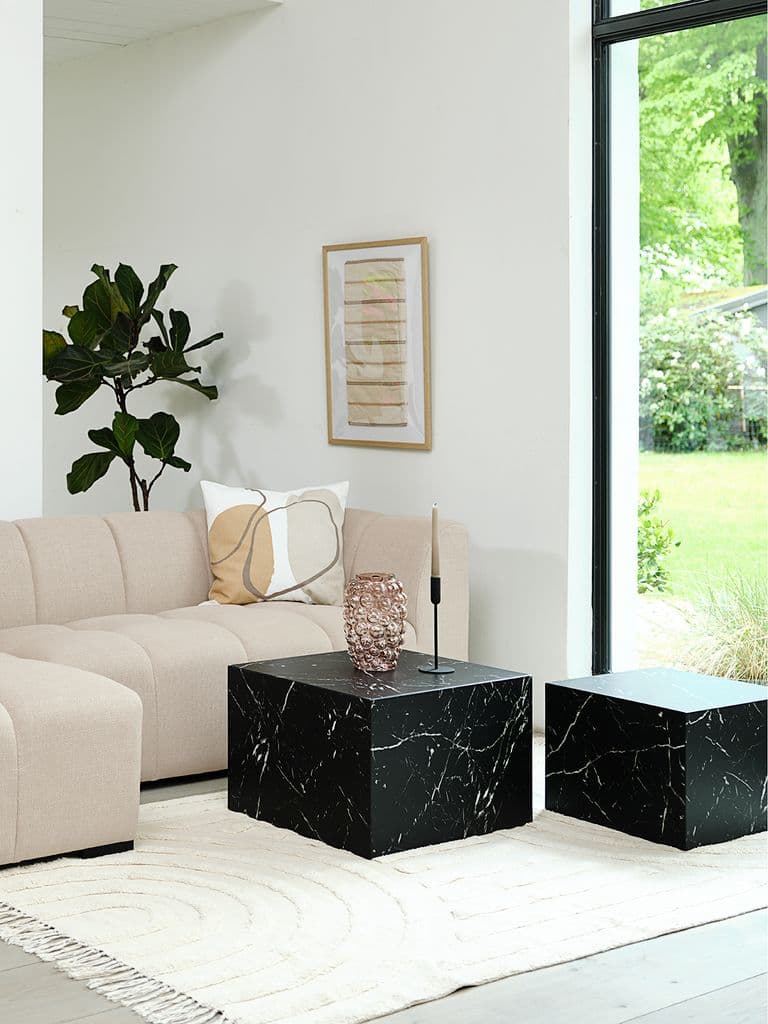 Mesa de centro TINGSTED 45x45/55x55 cor mármore 2 unidades