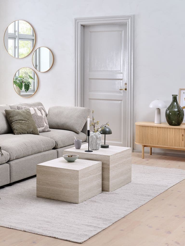 Mesa de centro ROLSTED 58x58/50x50 cor travertino 2 unidades