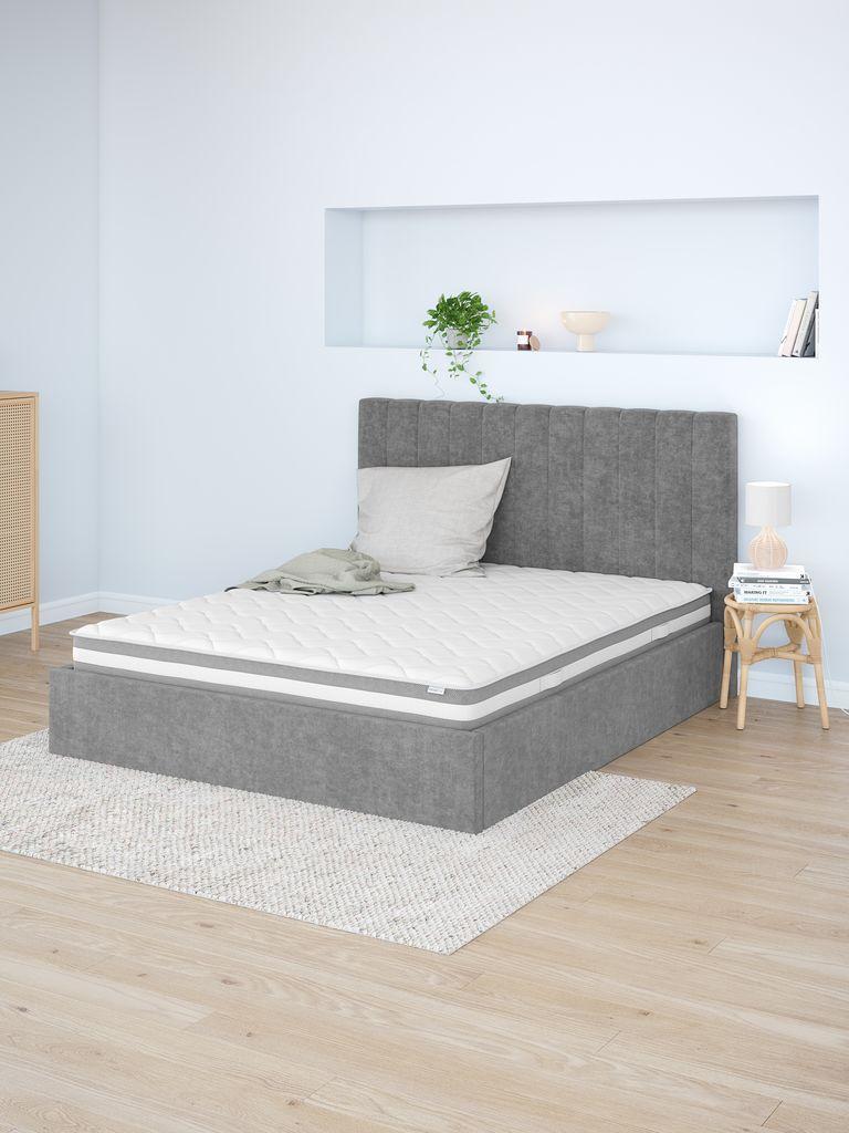 Estrutura de cama HASLEV 140x190 cinzento escuro