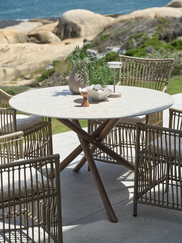 Mesa de jardim SANDVIG Ø120 bege