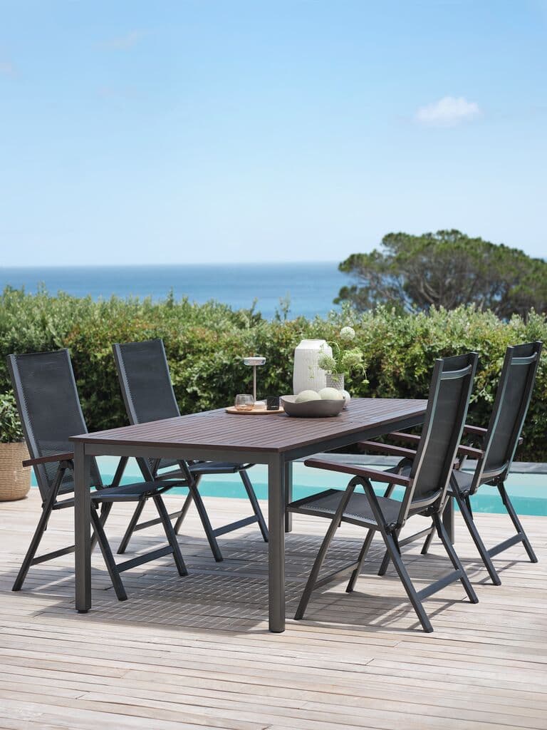 YTTRUP C210/300 mesa madeira + 4 LIMHAMN cadeira cinz