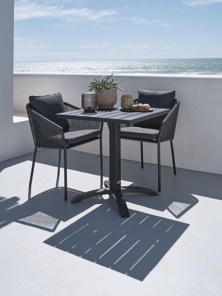 HOBRO C70 mesa preto + 2 BRAVA cadeira cinzento