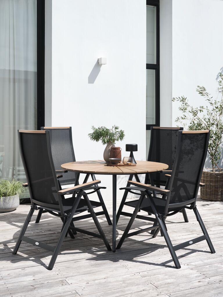 RANGSTRUP Ø110 mesa natural/preto + 4 BREDSTEN cadeira