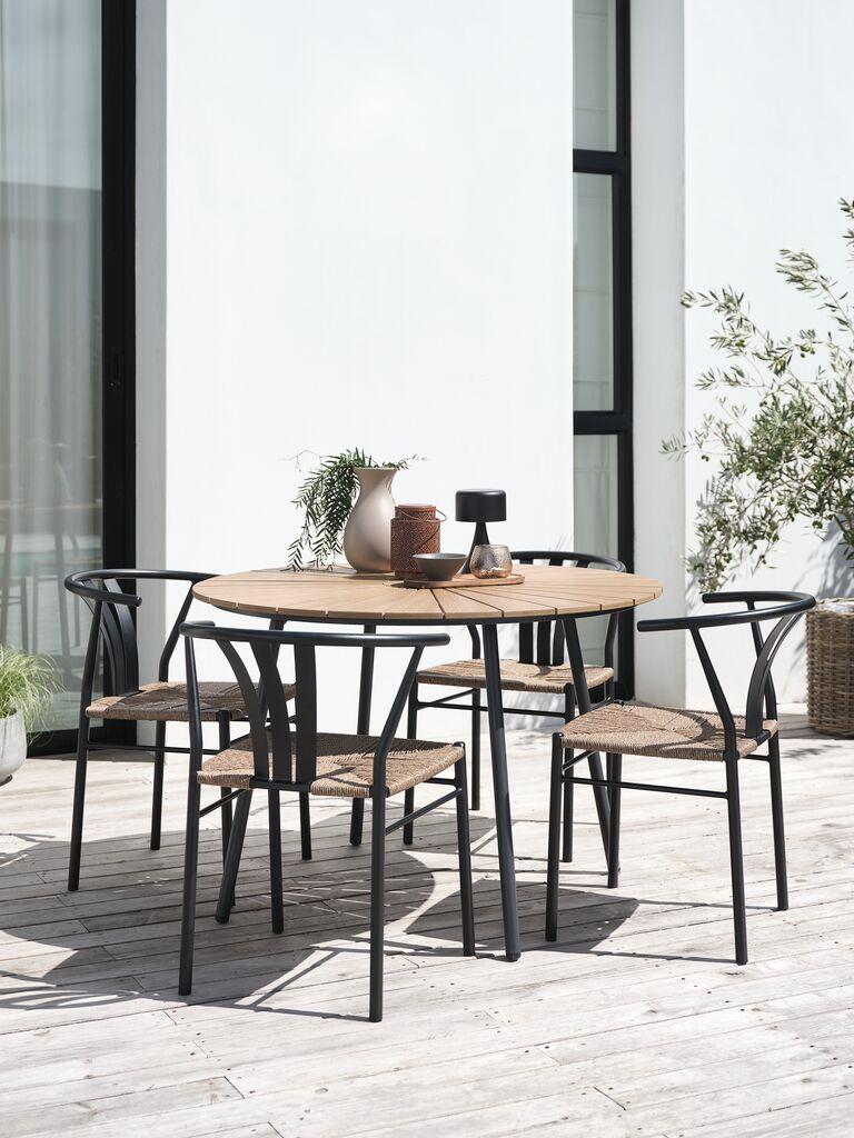 RANGSTRUP Ø110 mesa natural/preto + 4 TAGMARK cadeira