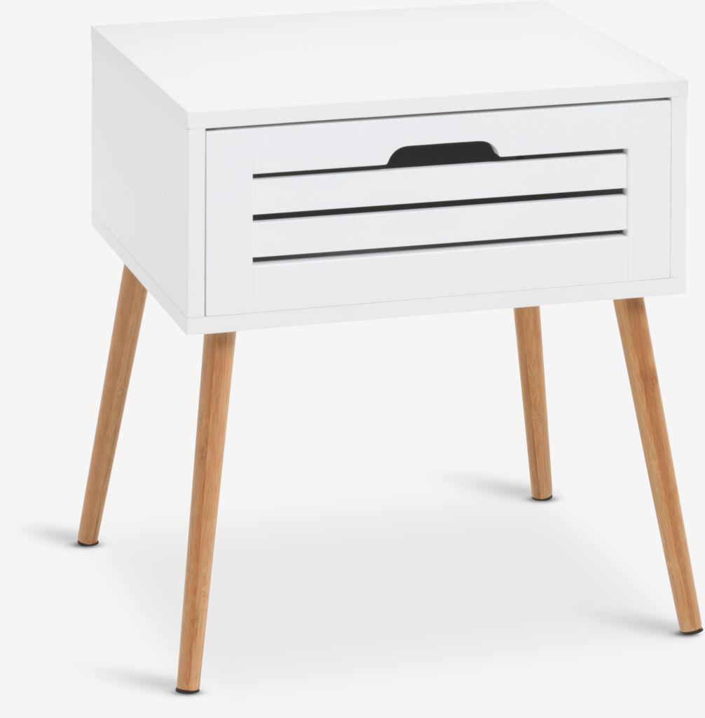 Mesa de cabeceira BROBY 1 gaveta cor bambu/branco