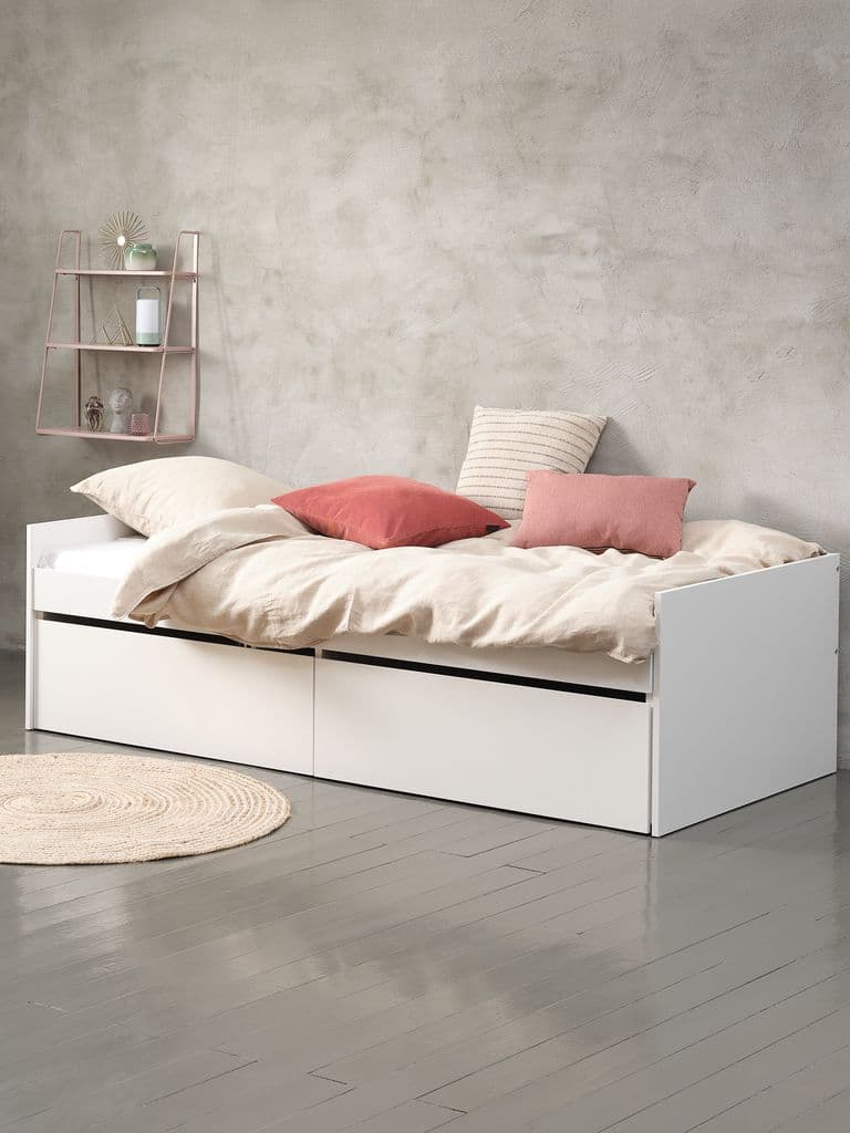 Cama com arrumação TANGBJERG 90/180x200 branco