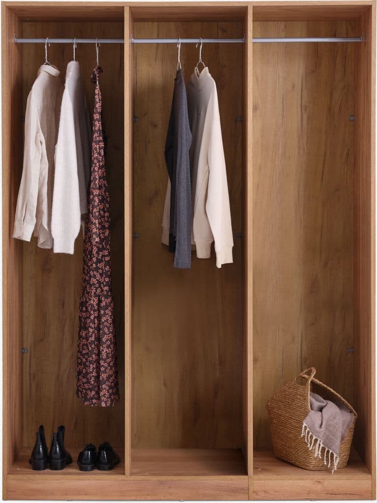 Roupeiro VIBY 150x200 3 portas cor carvalho natural