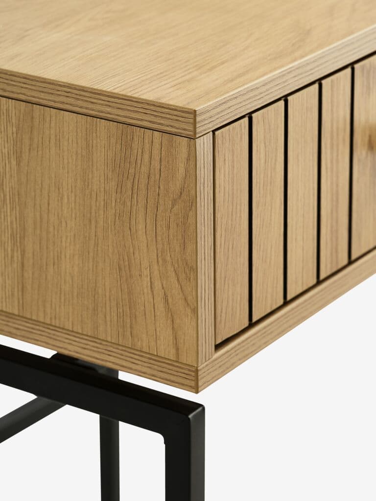 Mesa de cabeceira HEMDRUP 1 gaveta cor carvalho/preto