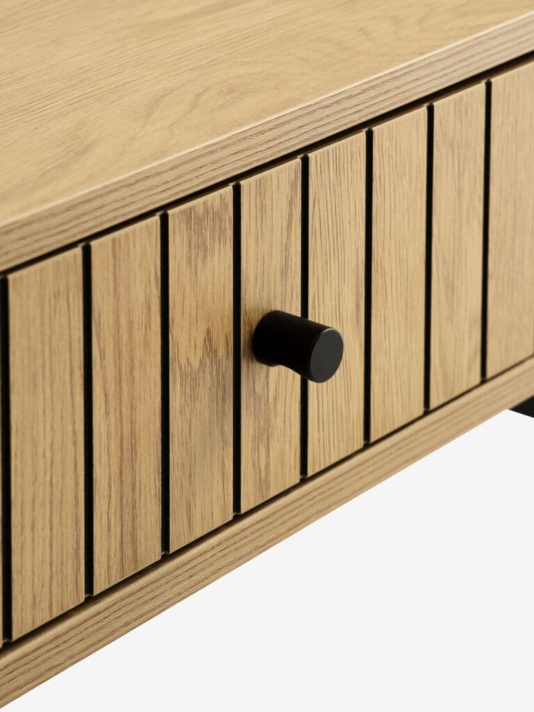 Mesa de cabeceira HEMDRUP 1 gaveta cor carvalho/preto