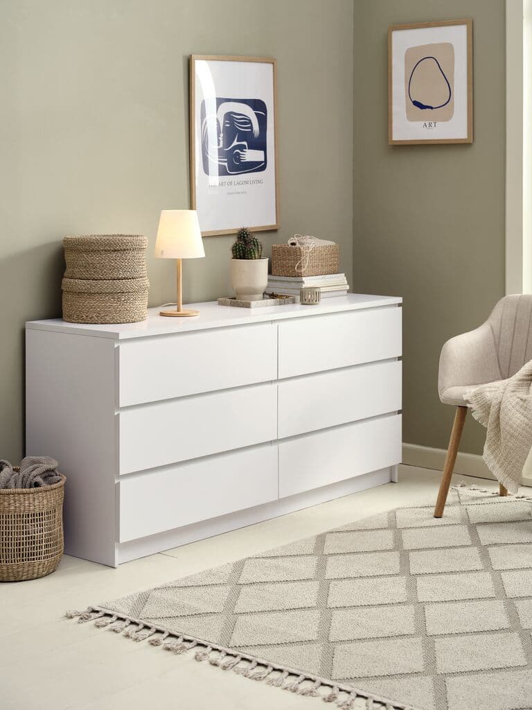 Cómoda LIMFJORDEN 3+3 gavetas branco