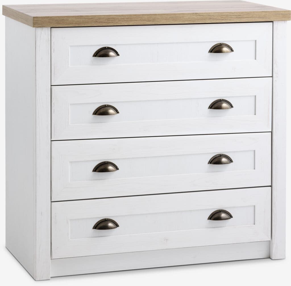 Cómoda MARKSKEL 4 gavetas branco/carvalho