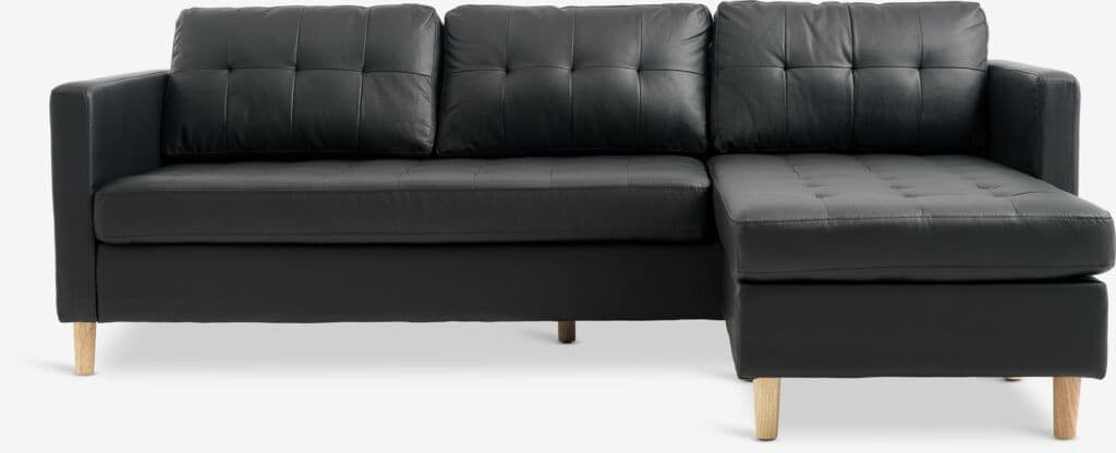 Sofá FALSLEV chaise-longue pele sintética preto