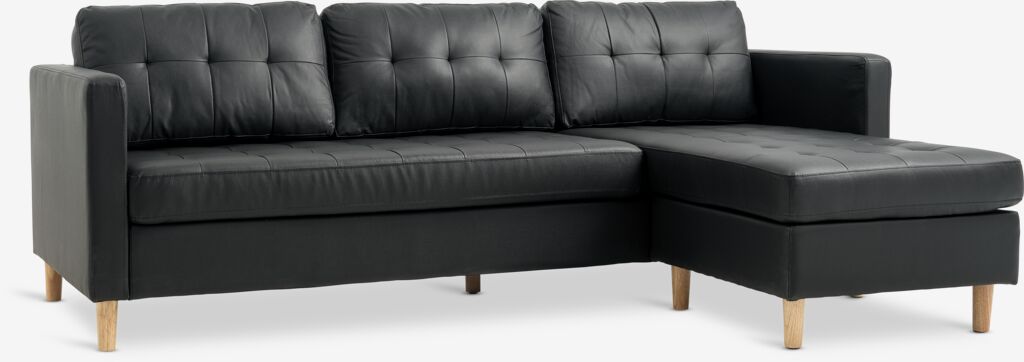 Sofá FALSLEV chaise-longue pele sintética preto