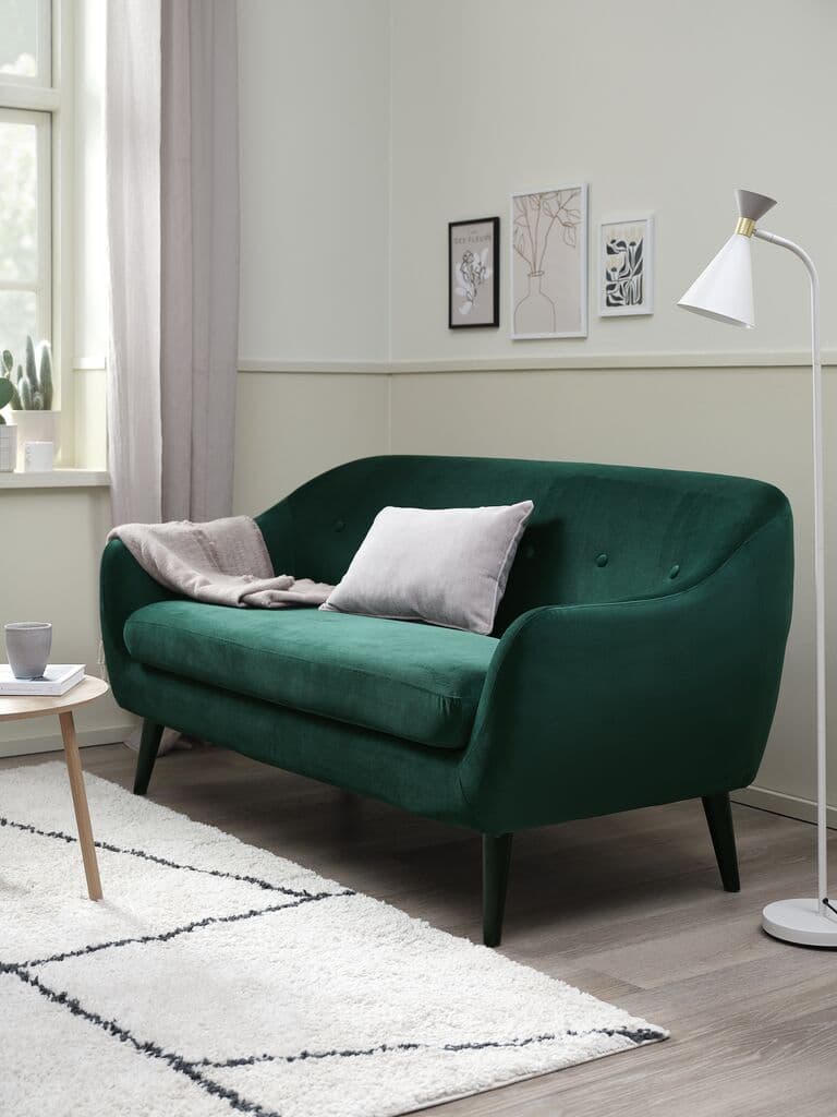 Sofá EGEDAL 2,5 lugares veludo verde