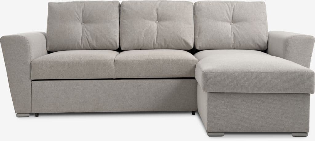 sofá-cama chaise-longue VEJLBY tecido areia claro