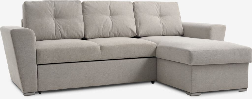 sofá-cama chaise-longue VEJLBY tecido areia claro