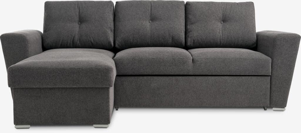 Sofá-cama chaise-longue VEJLBY tecido cinzento escuro